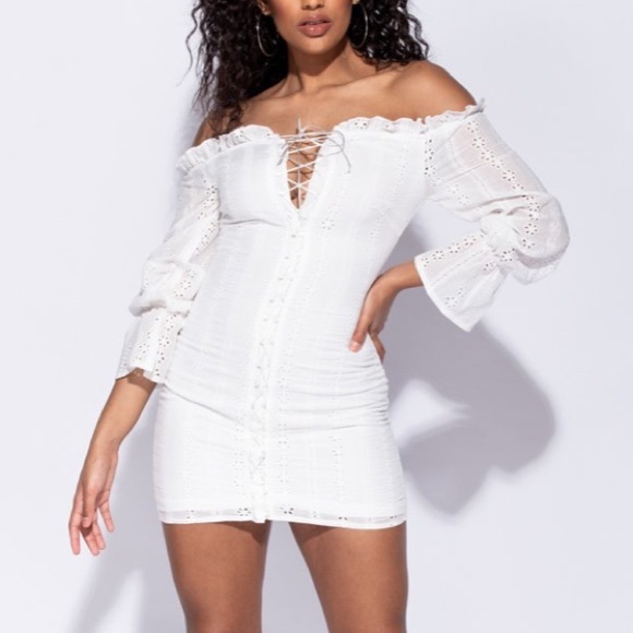 QUIZ Dresses & Skirts - White Bardot Broderie Anglaise Dress